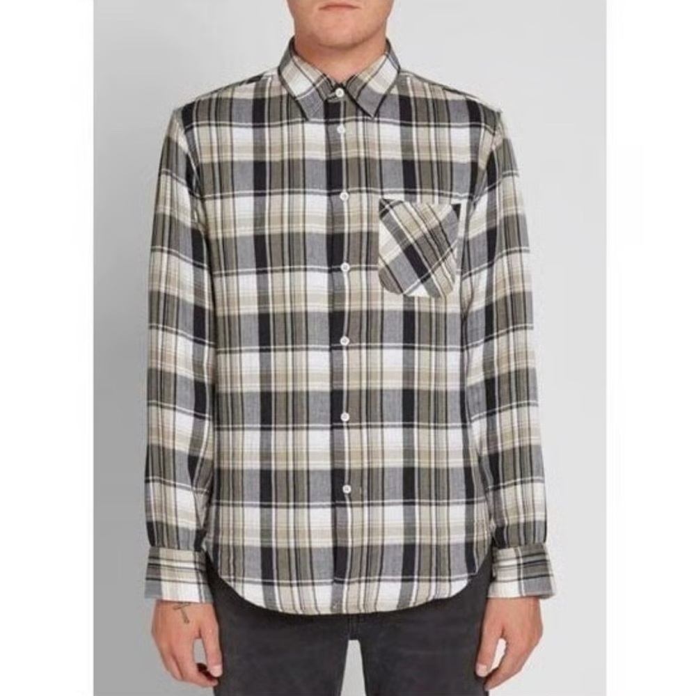 Rag & Bone Mens Collared Flannel Long Sleeve Button Front Plaid Shirt Size S